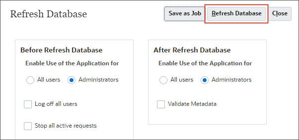 Refresh database